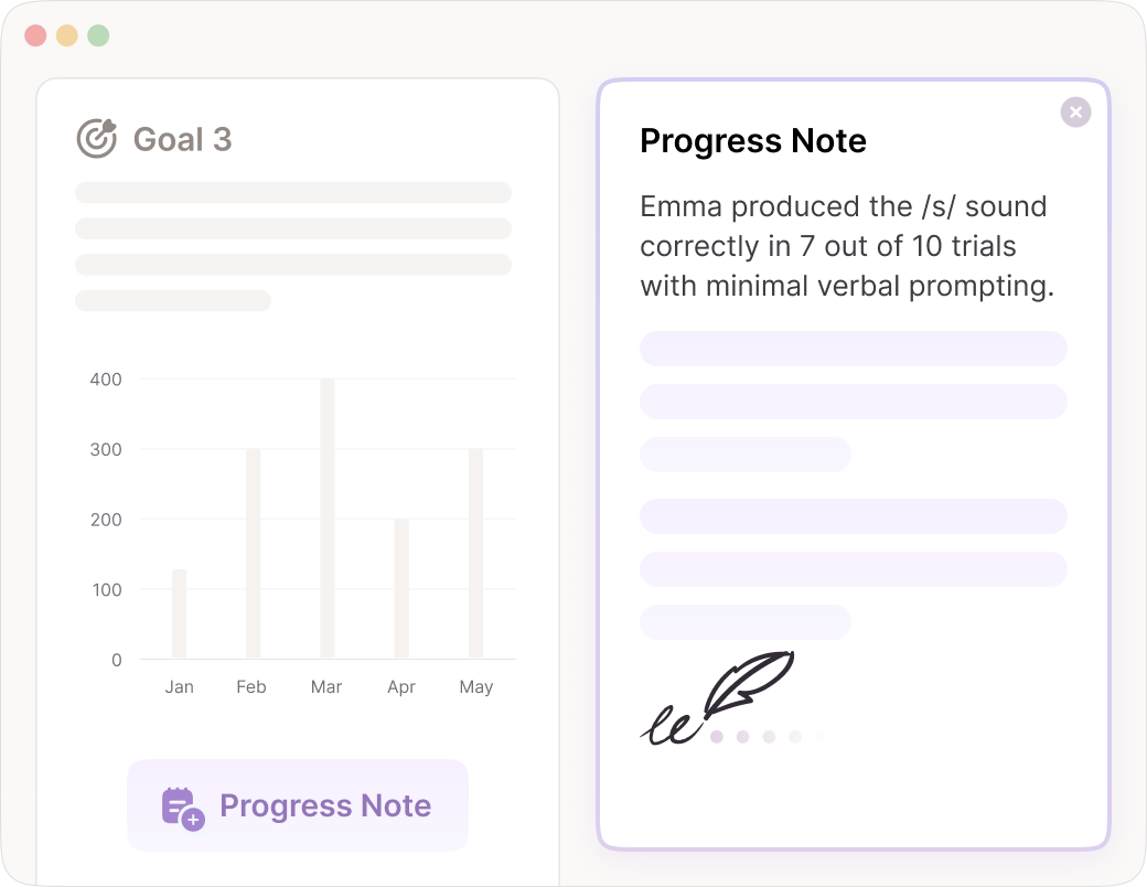 AbleSpace AI drafting a progress note for a student goal